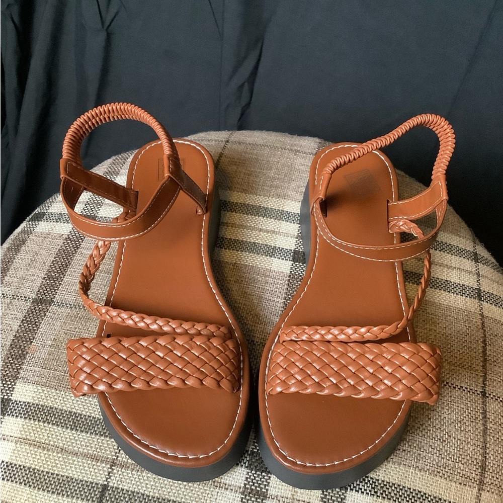 Women's Solid Color Braided Sandals, - Picture 1 of 6